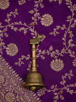 Purple Jaal Crepe Silk Handloom Banarasi Saree - Sacred Weaves