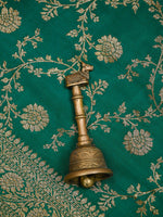 Teal Green Jaal Crepe Silk Handloom Banarasi Saree - Sacred Weaves