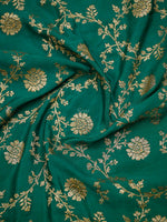 Teal Green Jaal Crepe Silk Handloom Banarasi Saree - Sacred Weaves