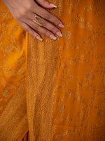 Dark Mustard Jaal Crepe Silk Handloom Banarasi Saree - Sacred Weaves