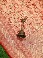 Red Silk Shikargah Brocade Handloom Banarasi Saree - Sacred Weaves