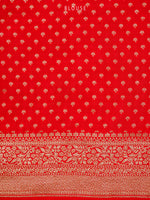 Red Jaal Crepe Silk Handloom Banarasi Saree - Sacred Weaves