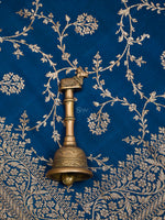 Midnight Blue Jaal Crepe Silk Handloom Banarasi Saree - Sacred Weaves
