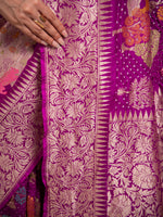 Dark Magenta Meenakari Bandhani Silk Handloom Banarasi Saree - Sacred Weaves