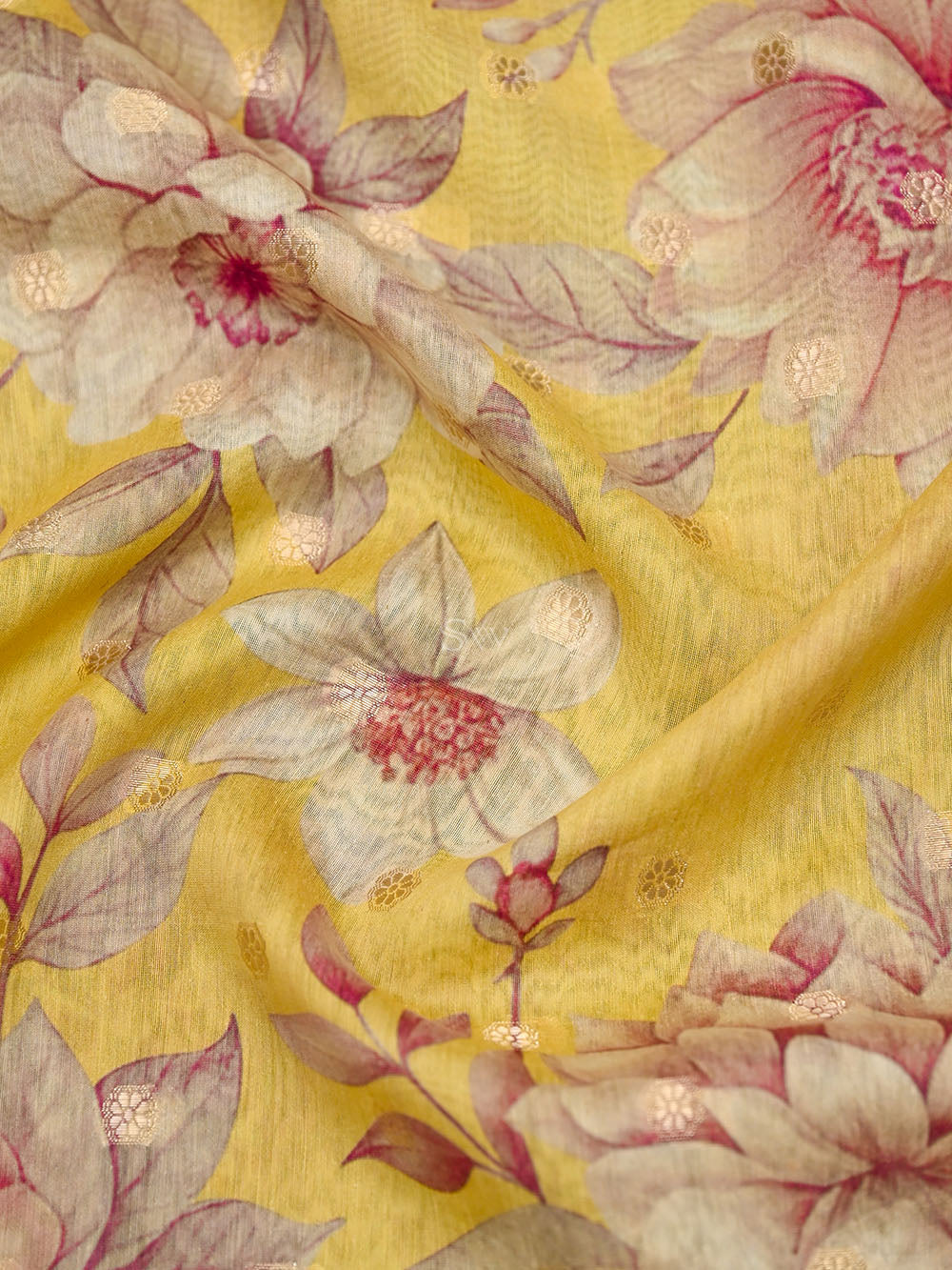 Yellow Booti Cotton Silk Handloom Banarasi Suit - Gift Box - Sacred Weaves