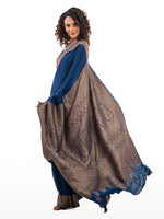 Midnight Blue Plain Crepe Silk Handloom Banarasi Saree - Sacred Weaves
