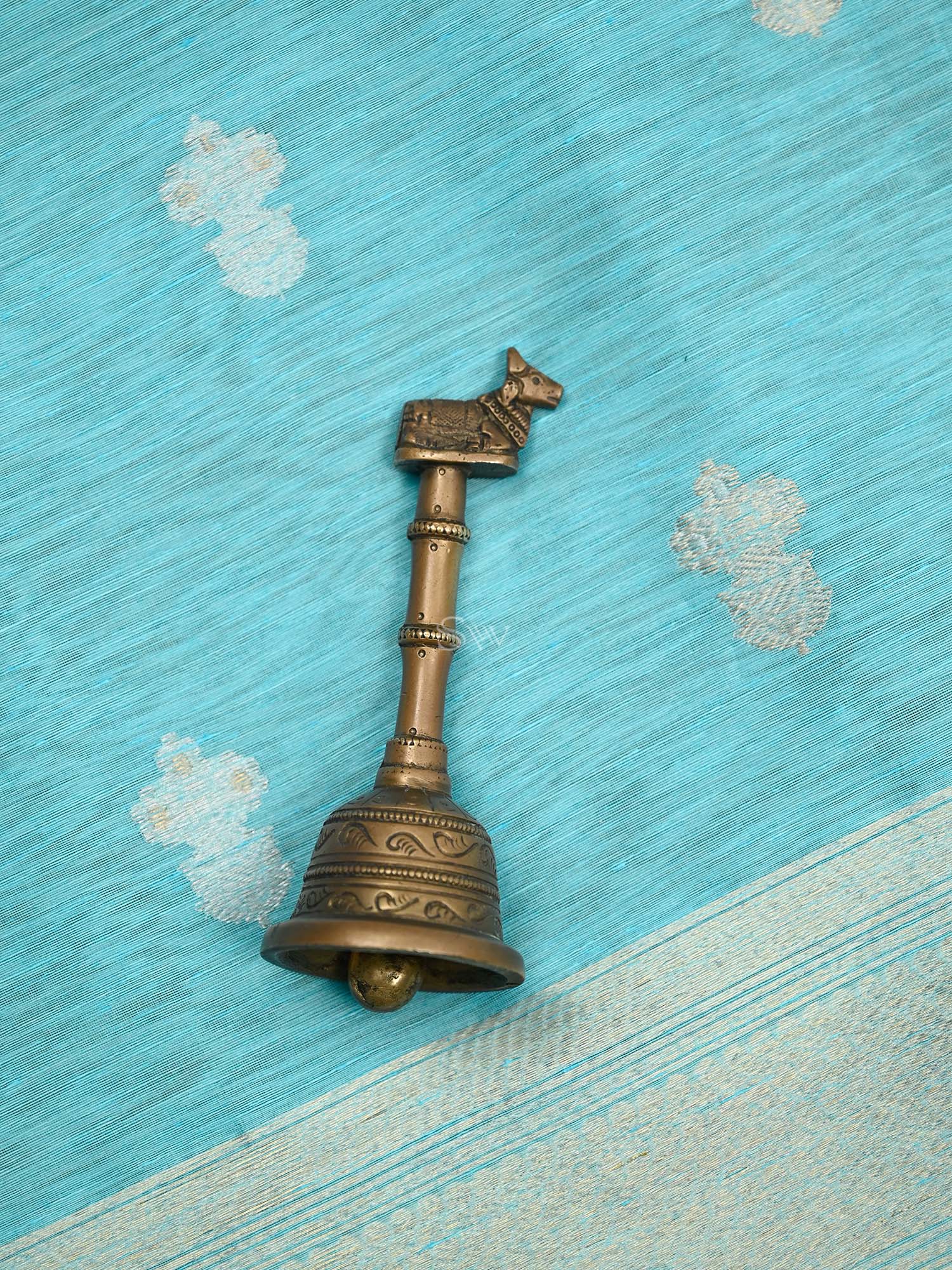 Sky Blue Booti Linen Handloom Banarasi Suit - Sacred Weaves