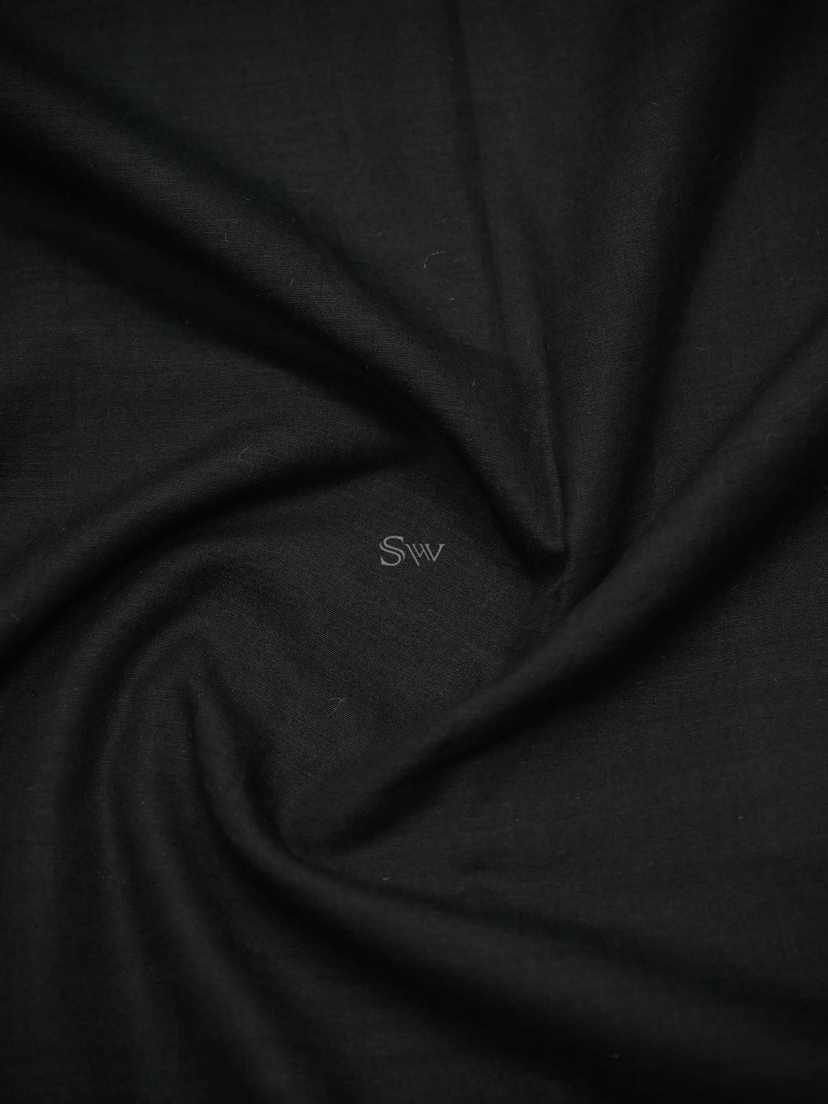Black Plain Cotton Silk Handloom Banarasi Suit - Sacred Weaves