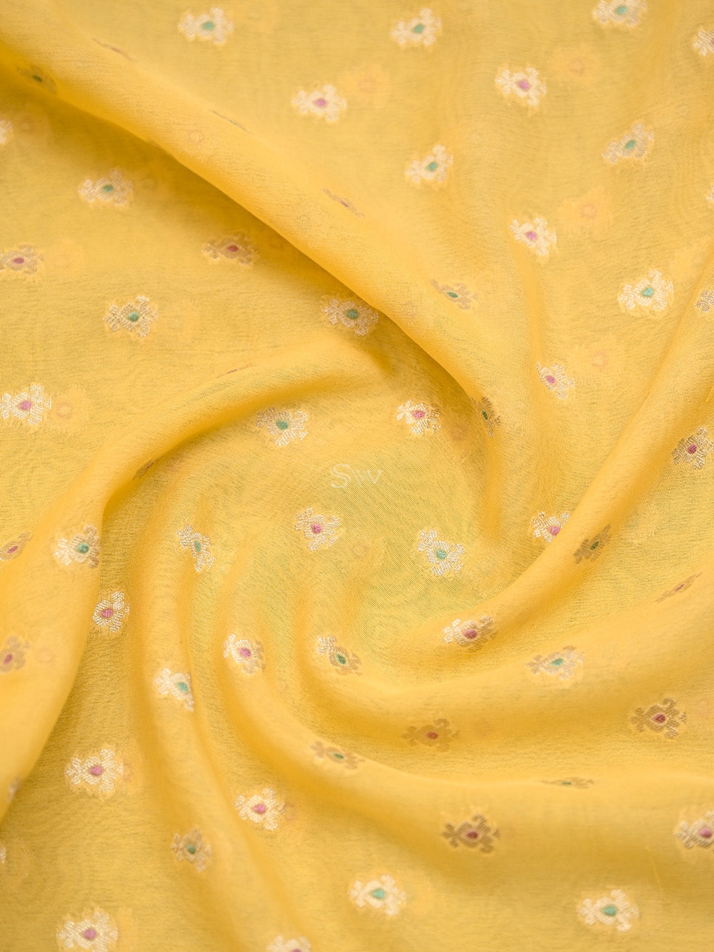 Yellow Meenakari Khaddi Georgette Handloom Banarasi Suit - Sacred Weaves