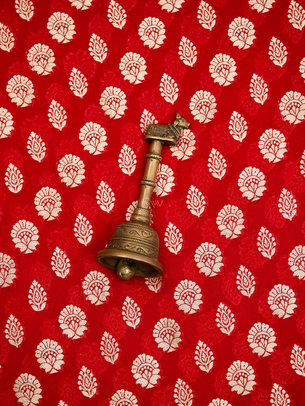 Red Booti Khaddi Georgette Handloom Banarasi Suit - Sacred Weaves