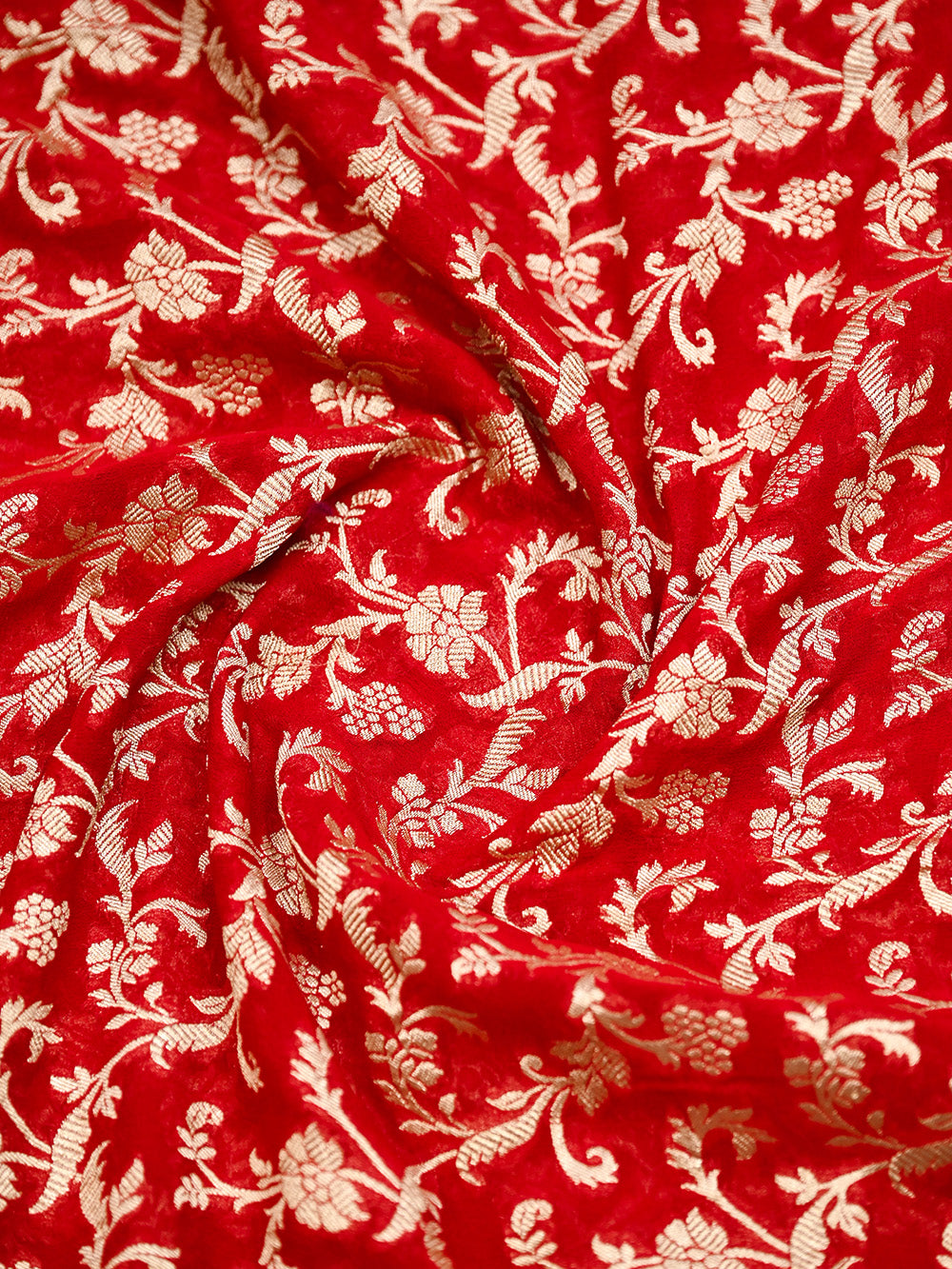 Red Booti Khaddi Georgette Handloom Banarasi Suit - Sacred Weaves