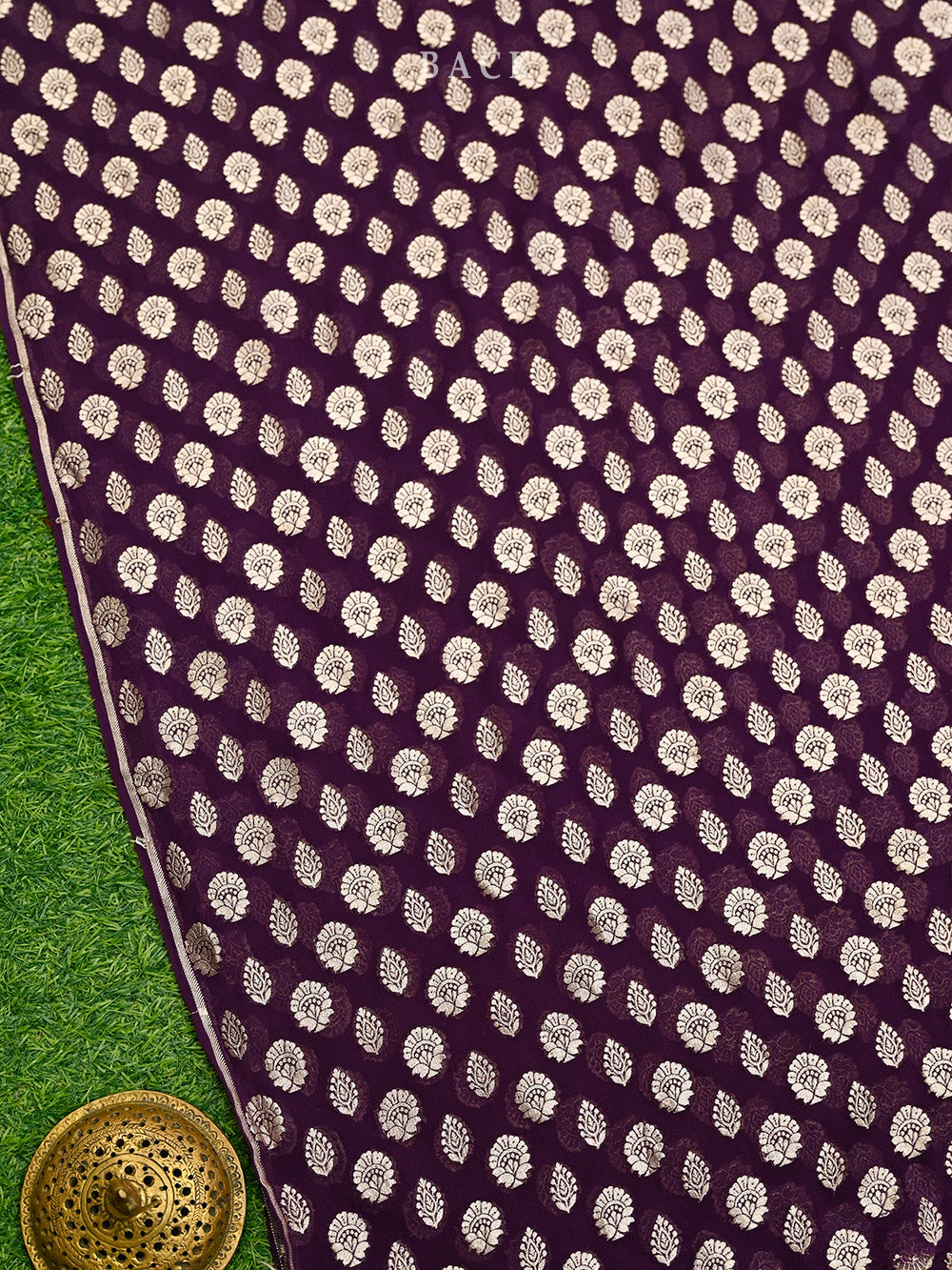 Dark Purple Booti Khaddi Georgette Handloom Banarasi Suit - Sacred Weaves