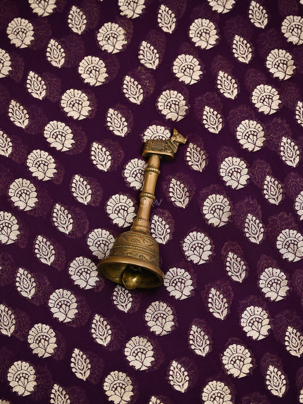 Dark Purple Booti Khaddi Georgette Handloom Banarasi Suit - Sacred Weaves