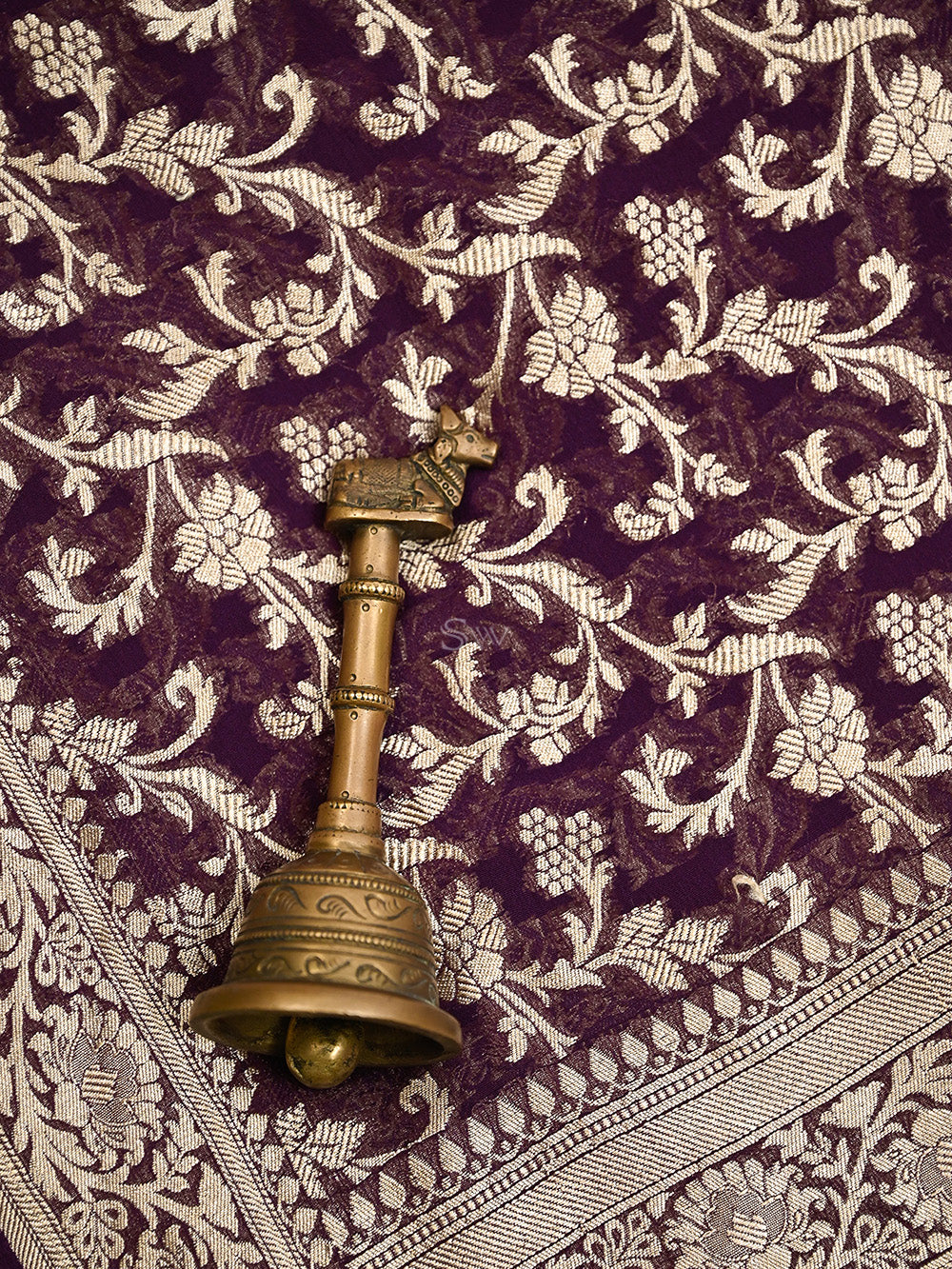 Dark Purple Booti Khaddi Georgette Handloom Banarasi Suit - Sacred Weaves