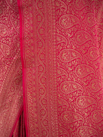 Magenta Jaal Crepe Silk Handloom Banarasi Saree - Sacred Weaves