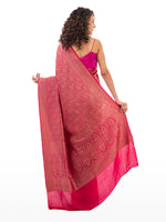 Magenta Jaal Crepe Silk Handloom Banarasi Saree - Sacred Weaves