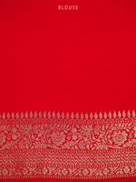 Red Jaal Crepe Silk Handloom Banarasi Saree - Sacred Weaves