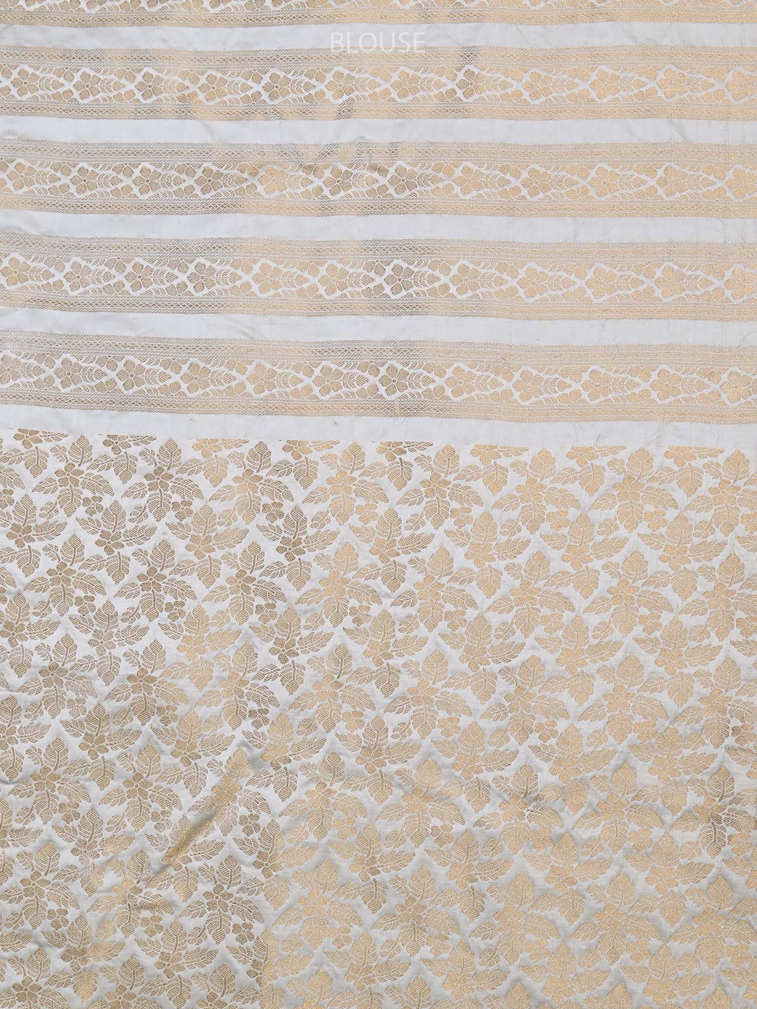 Off White Embroidery Satin Silk Handloom Banarasi Lehenga - Sacred Weaves