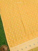 Mustard Meenakari Khaddi Georgette Handloom Banarasi Suit - Sacred Weaves