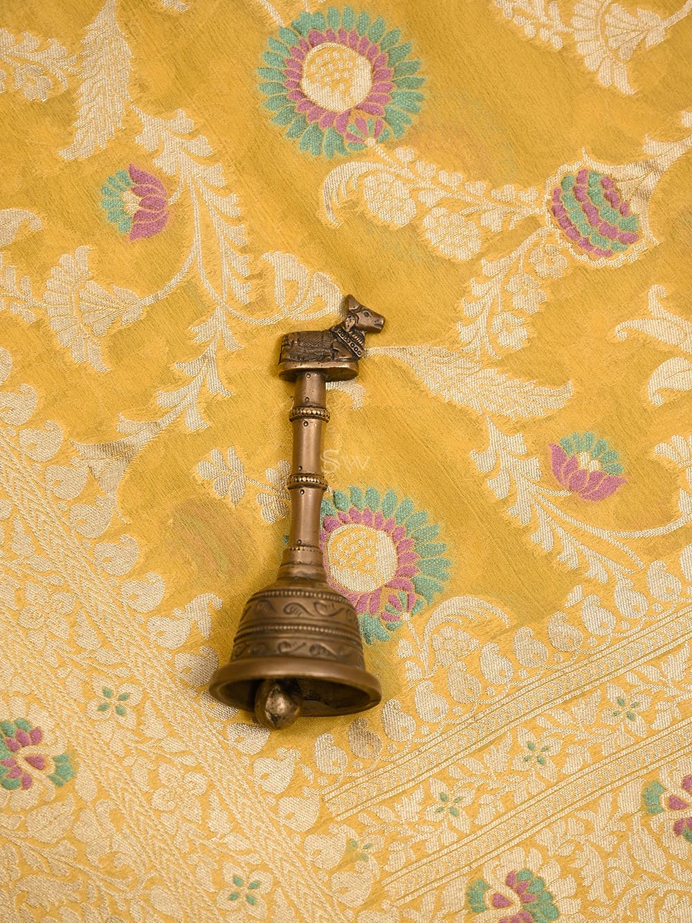 Mustard Meenakari Khaddi Georgette Handloom Banarasi Suit - Sacred Weaves