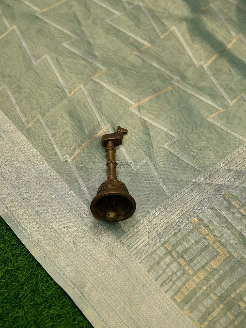 Pastel Green Tissue Silk Handloom Banarasi Lehenga - Sacred Weaves