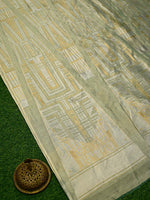 Pastel Green Tissue Silk Handloom Banarasi Lehenga - Sacred Weaves