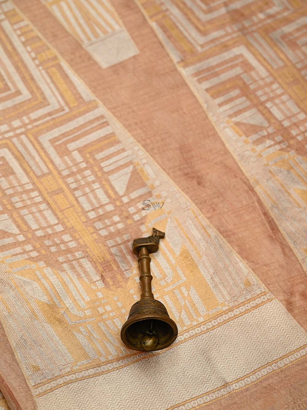 Peach Tissue Silk Handloom Banarasi Lehenga - Sacred Weaves