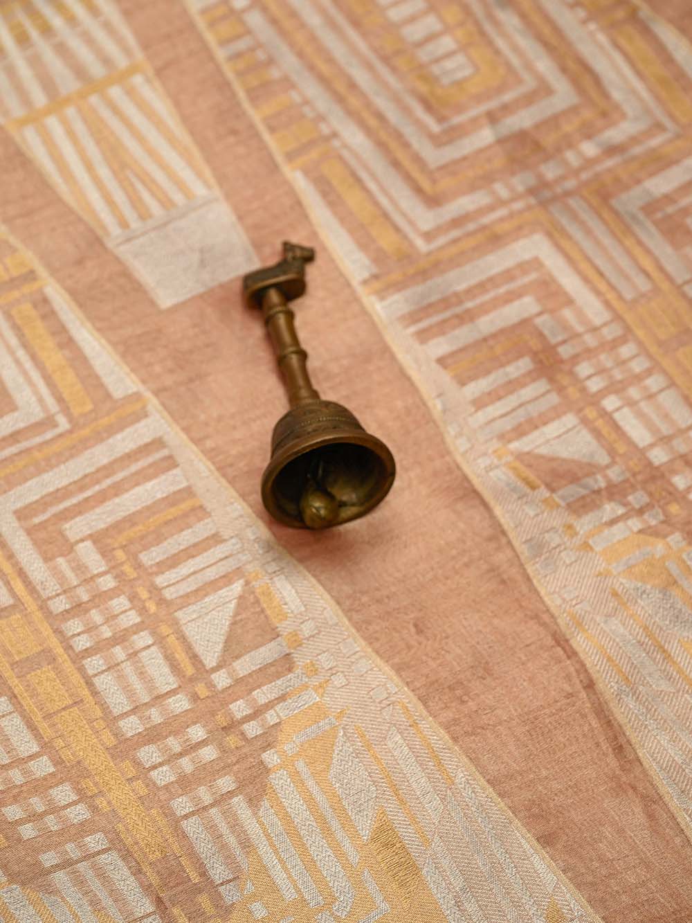 Peach Tissue Silk Handloom Banarasi Lehenga - Sacred Weaves