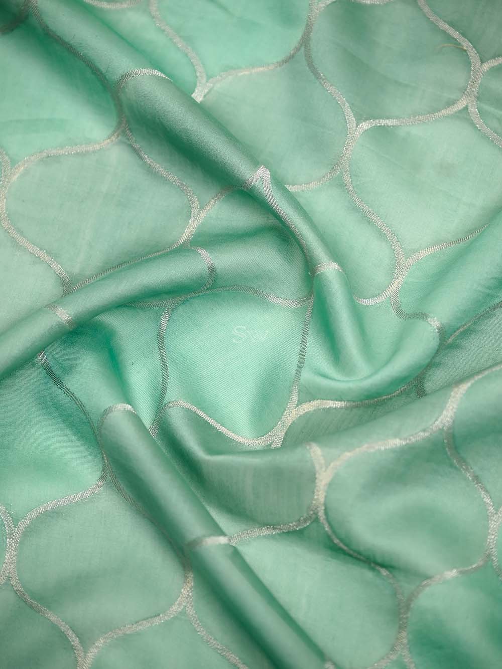 Teal Blue Booti Cotton Silk Handloom Banarasi Suit - Sacred Weaves