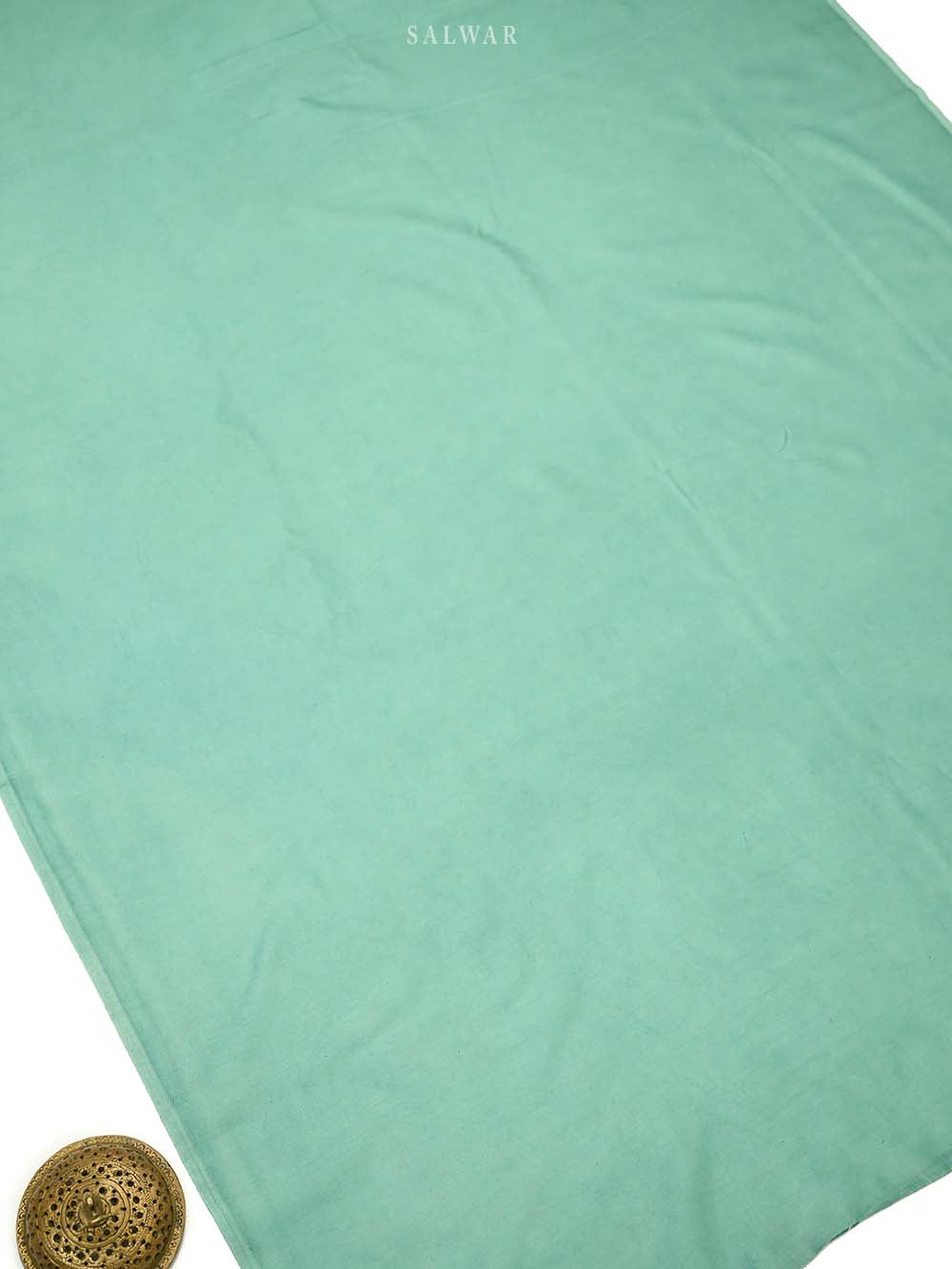 Teal Blue Booti Cotton Silk Handloom Banarasi Suit - Sacred Weaves