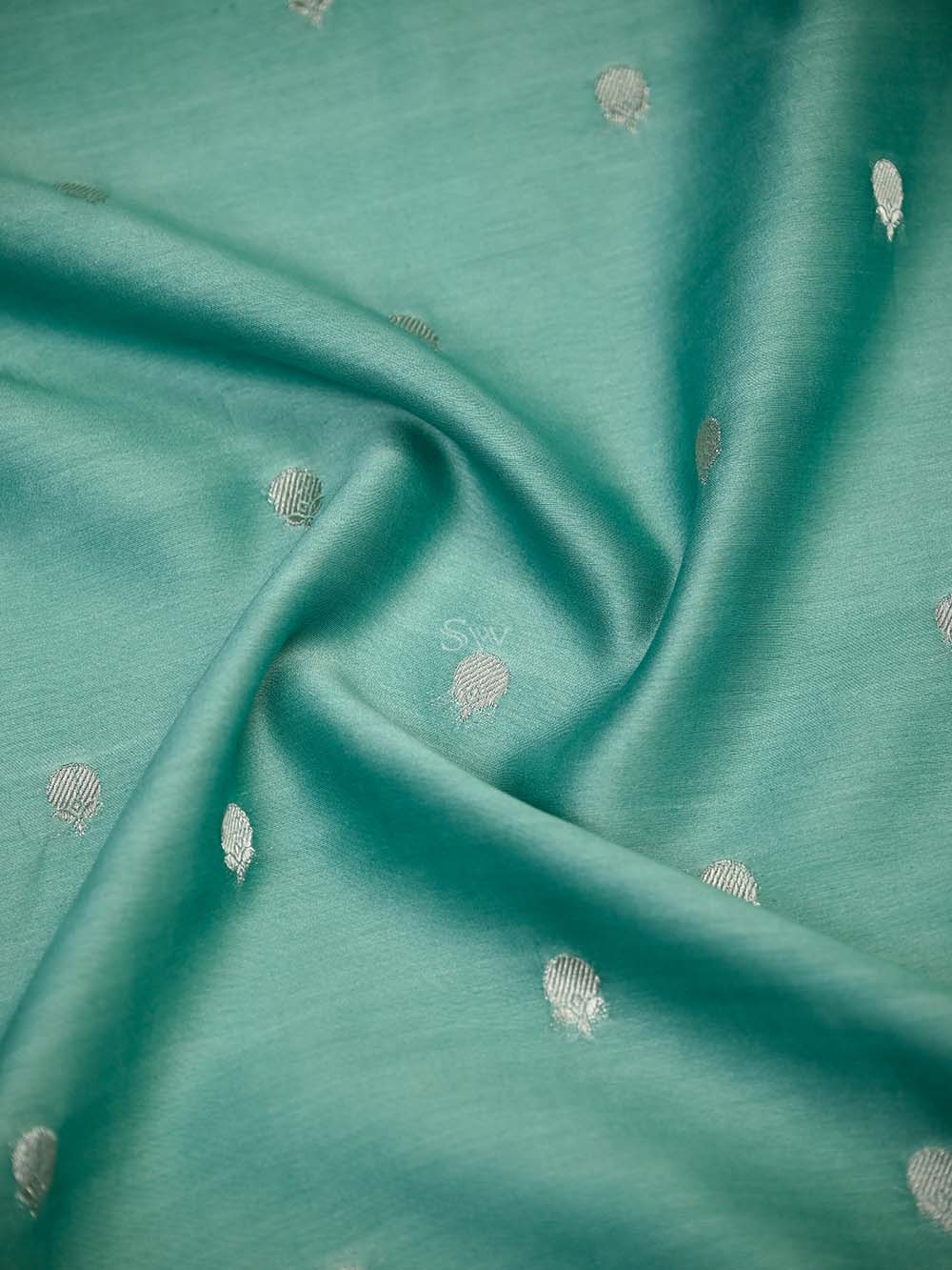 Teal Blue Booti Cotton Silk Handloom Banarasi Suit - Sacred Weaves