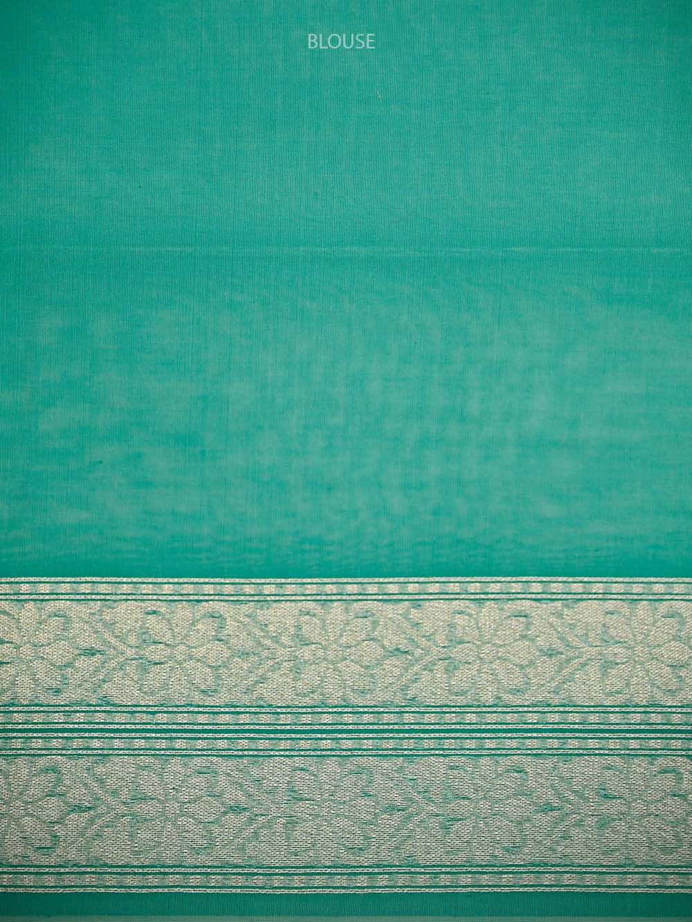 Aqua Blue Zari Cotton Saree - Sacred Weaves