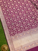 Wine Meenakari Jaal Katan Silk Handloom Banarasi Dupatta - Sacred Weaves