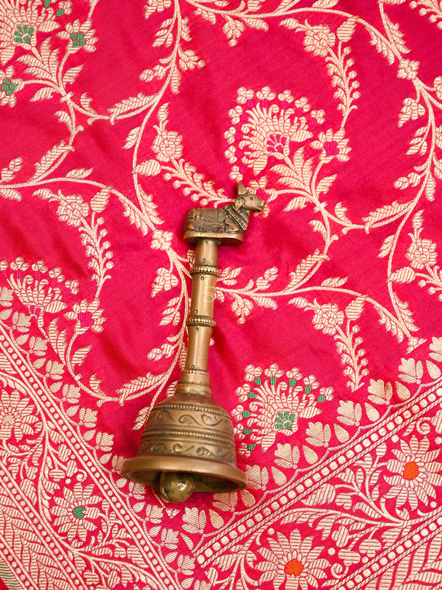 Pink Red Meenakari Jaal Katan Silk Handloom Banarasi Dupatta - undefined
