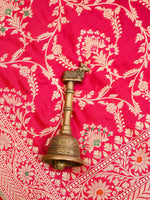Pink Red Meenakari Jaal Katan Silk Handloom Banarasi Dupatta - undefined