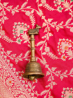Pink Red Meenakari Jaal Katan Silk Handloom Banarasi Dupatta - undefined