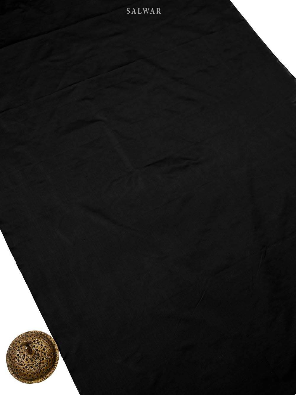 Black Floral Booti Satin Silk Handloom Banarasi Suit - Sacred Weaves