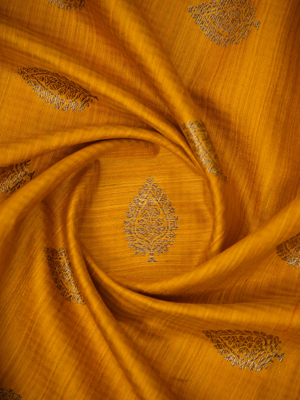 Mustard Booti Dupion Silk Handloom Banarasi Suit - Sacred Weaves