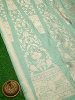 Mint Green Silk Handloom Banarasi Lehenga - Sacred Weaves