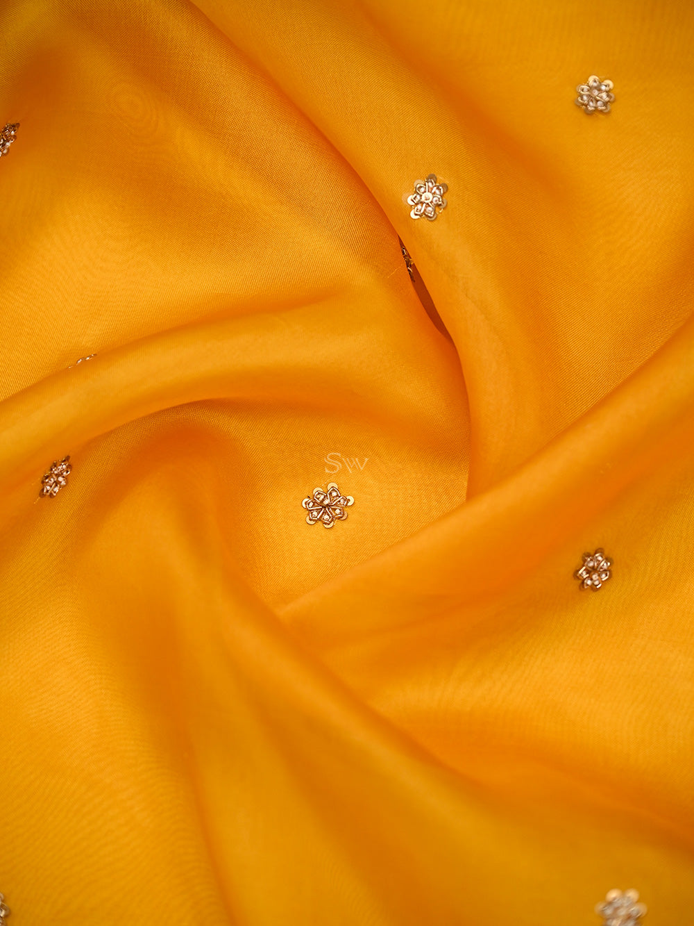 Yellow Silk Handloom Banarasi Lehenga - Sacred Weaves