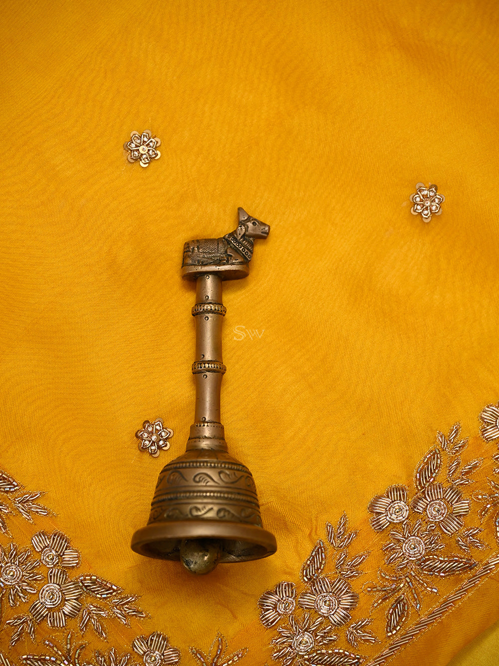 Yellow Silk Handloom Banarasi Lehenga - Sacred Weaves