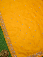 Yellow Silk Handloom Banarasi Lehenga - Sacred Weaves