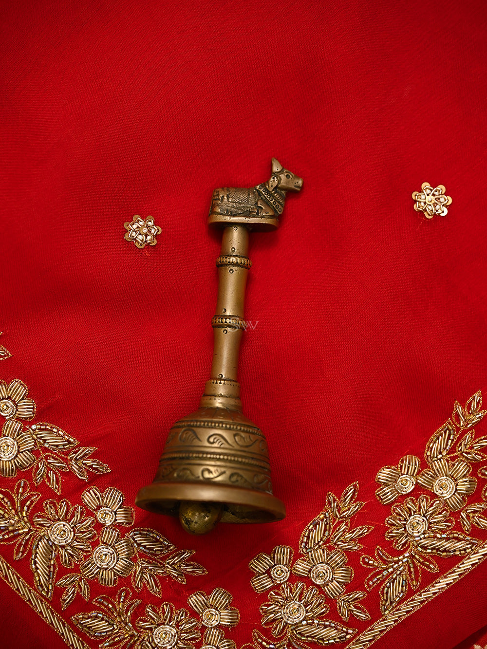 Red Silk Handloom Banarasi Lehenga - Sacred Weaves