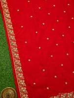 Red Silk Handloom Banarasi Lehenga - Sacred Weaves
