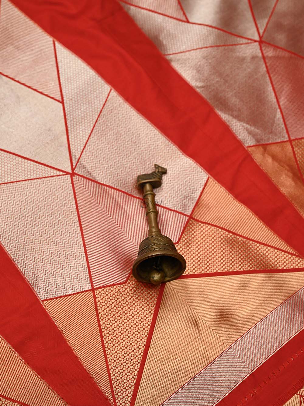 Red Silk Handloom Banarasi Lehenga - Sacred Weaves