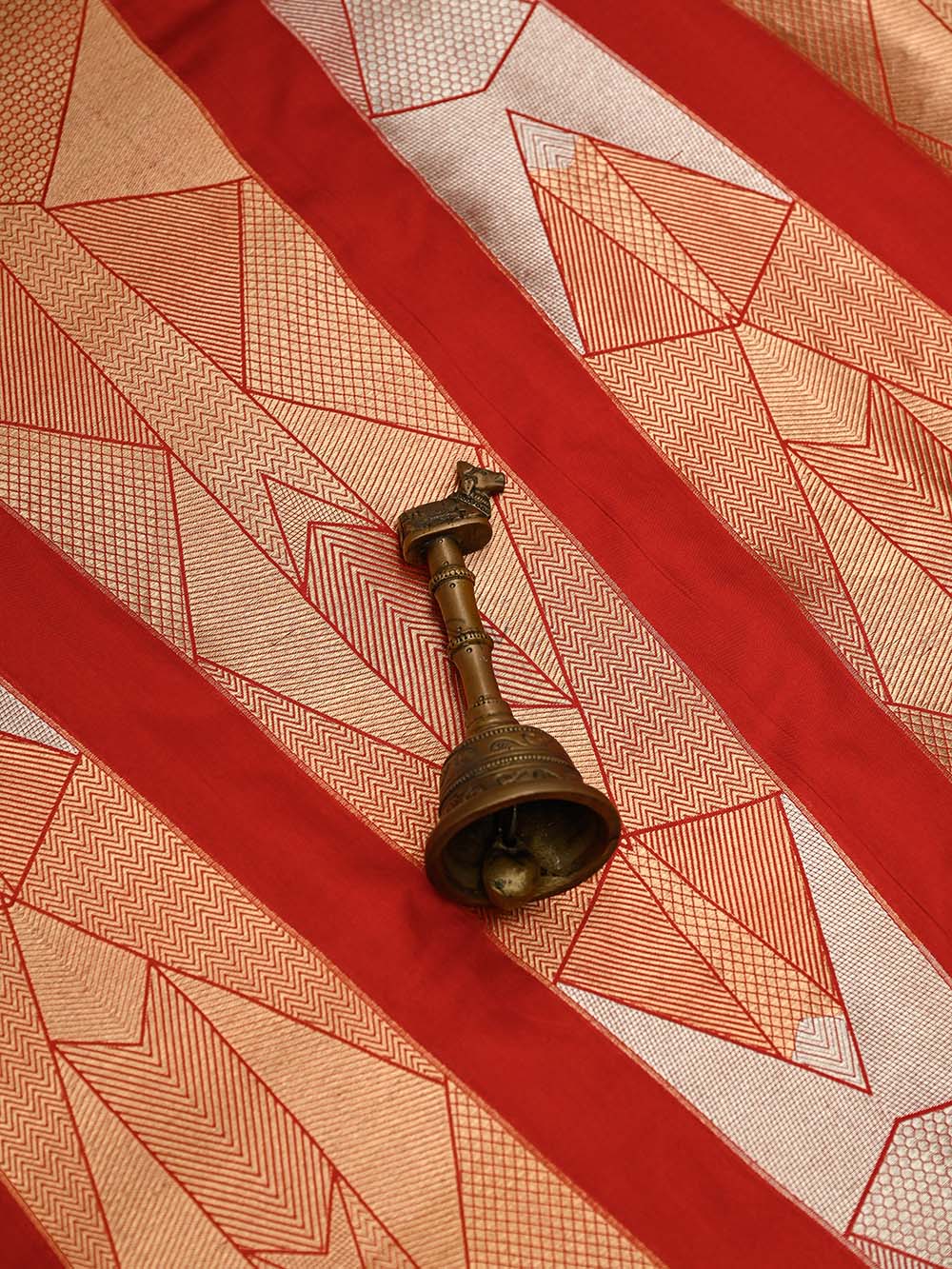 Red Silk Handloom Banarasi Lehenga - Sacred Weaves