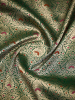 Bottle Green Meenakari Silk Brocade Handloom Banarasi Saree - Sacred Weaves