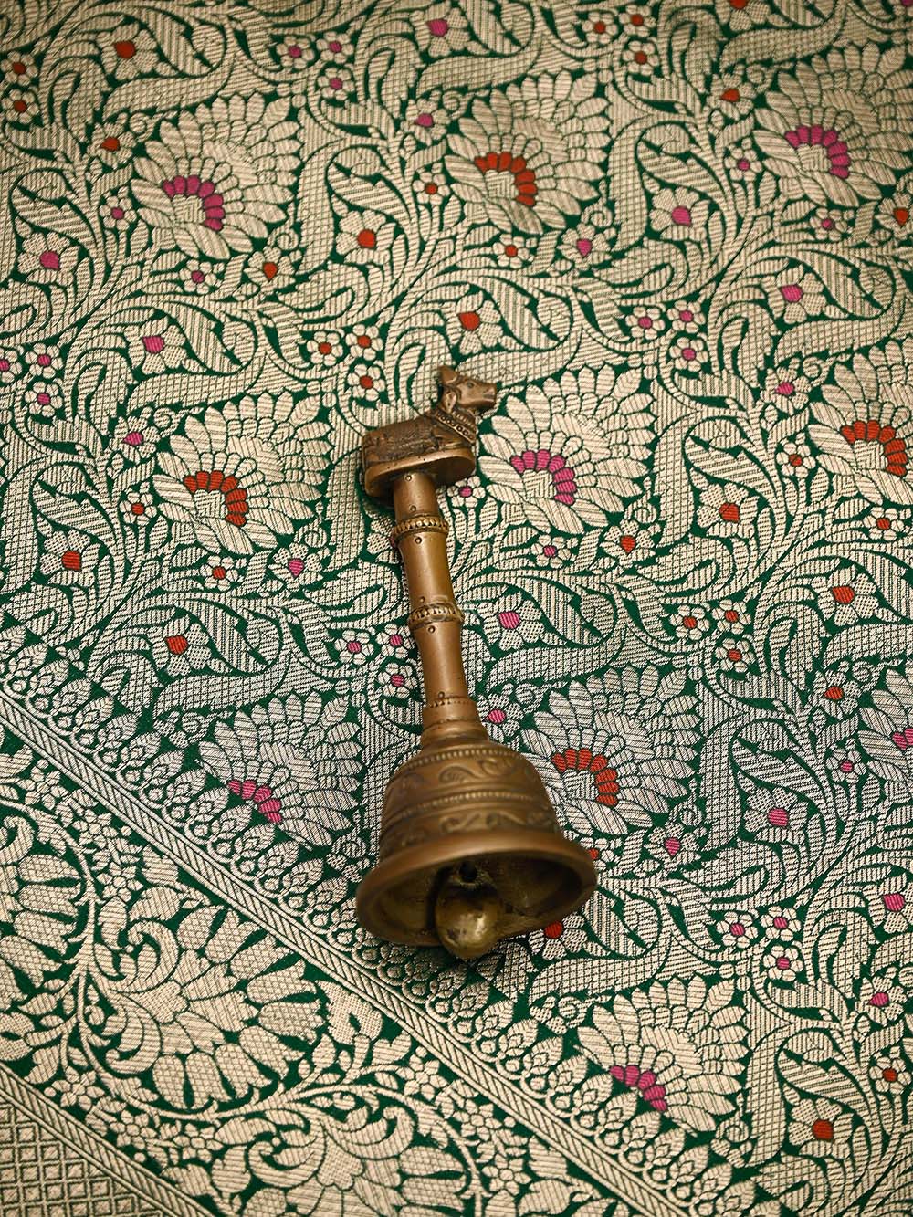 Bottle Green Meenakari Silk Brocade Handloom Banarasi Saree - Sacred Weaves
