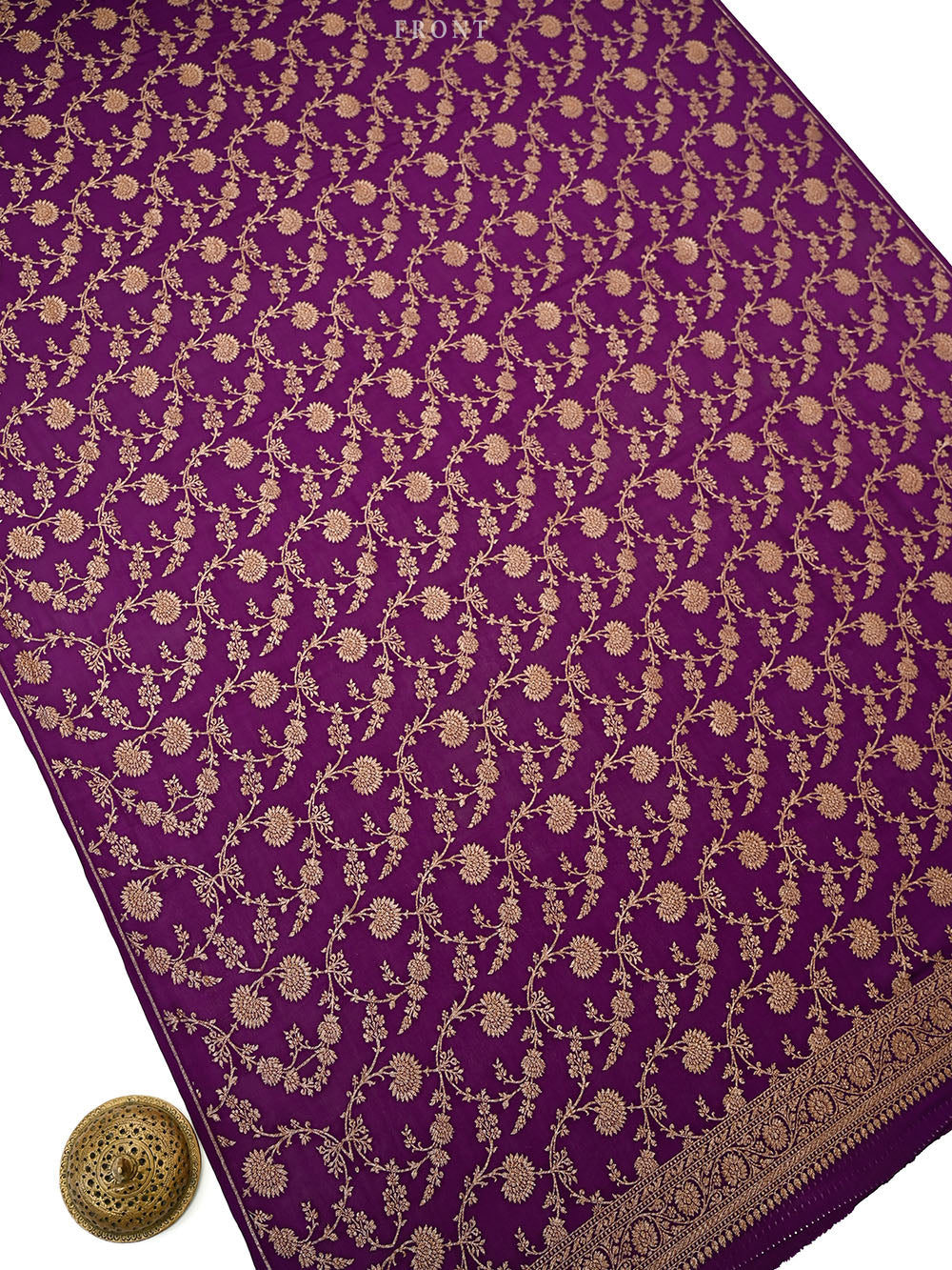 Purple Jaal Crepe Silk Handloom Banarasi Suit - Sacred Weaves