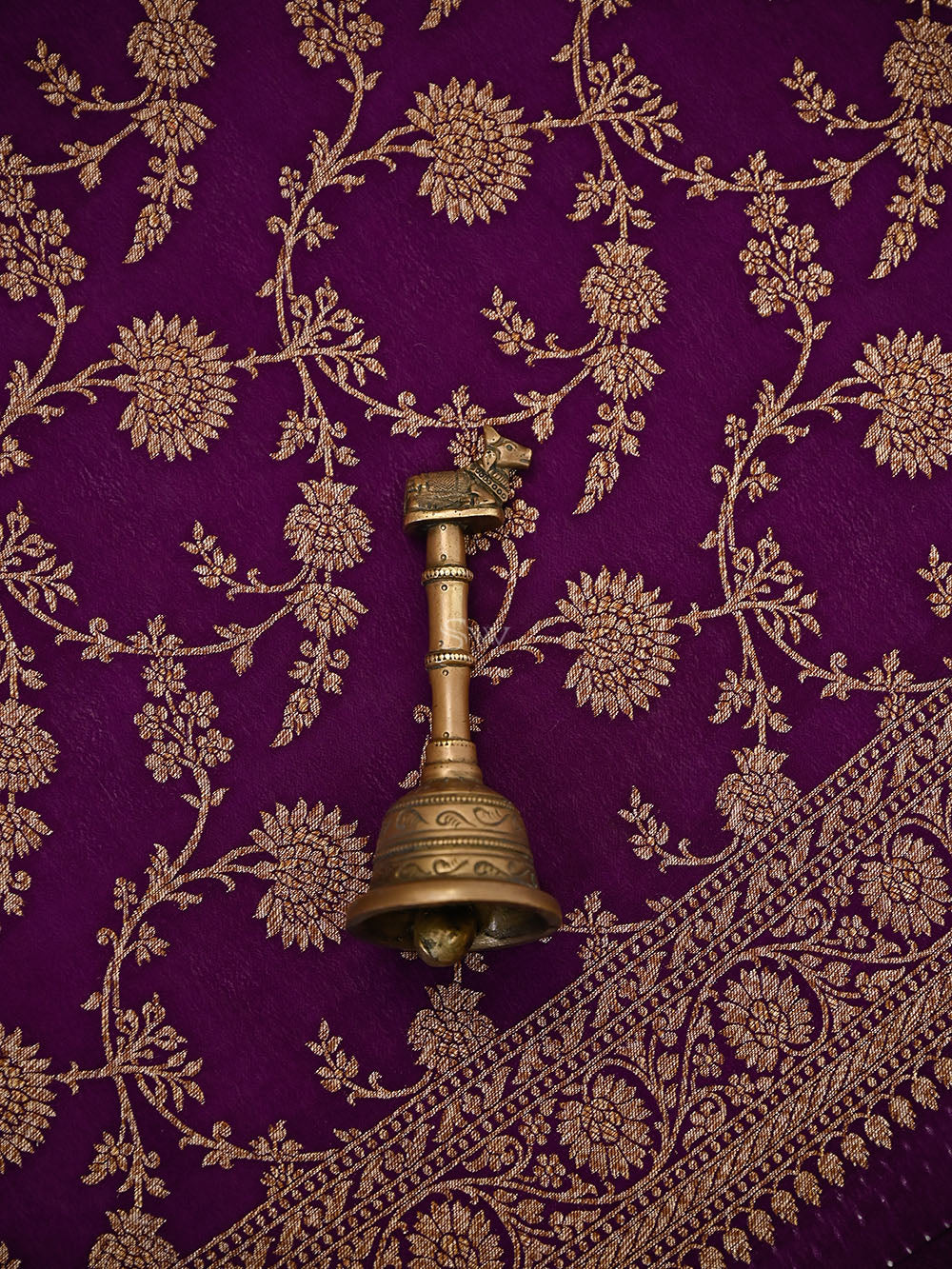 Purple Jaal Crepe Silk Handloom Banarasi Suit - Sacred Weaves